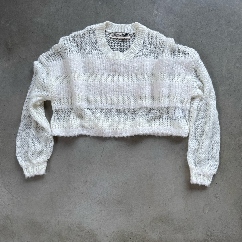 Urban Outfitters (Kimchi Blue) White Knit Crop Sweater Sm